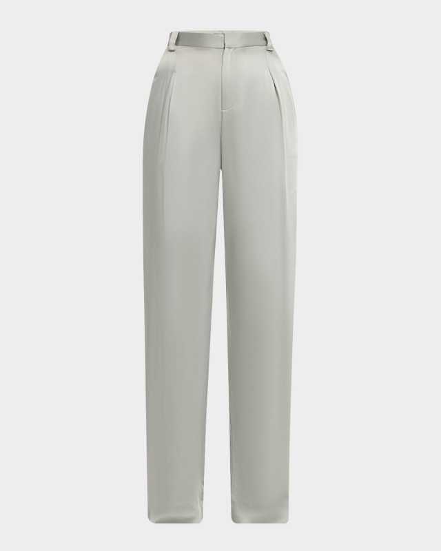 Pleated Satin Pants